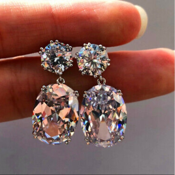 NEW 925 Silver Simulated Diamond 💎 Earrings - Picture 5 of 5